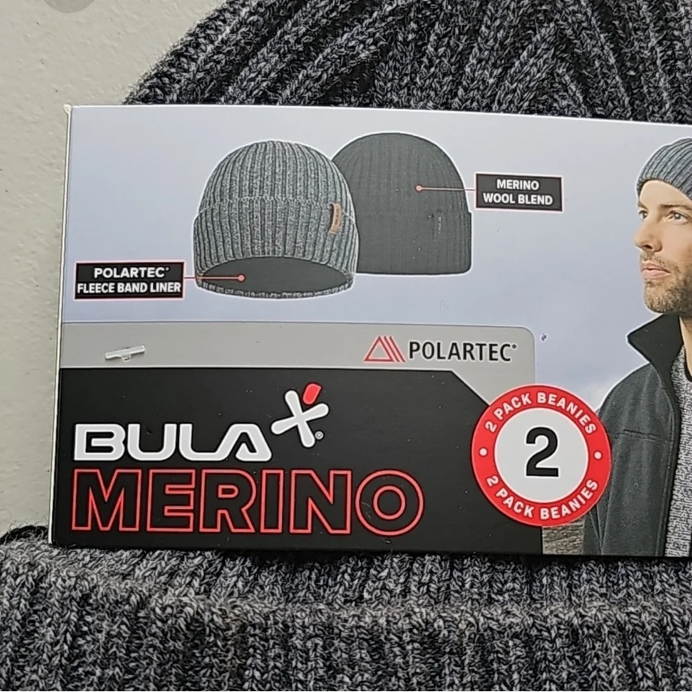 Bula Merino Wool blend Beanie black/Grey cap hat warm outerwear OS